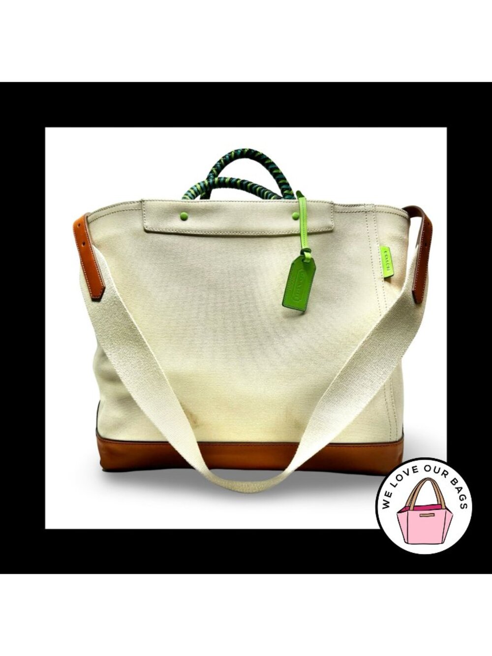 NWT New $448 COACH BLEECKER BEACH TOTE Huge Travel Bag Canvas Leather 70897